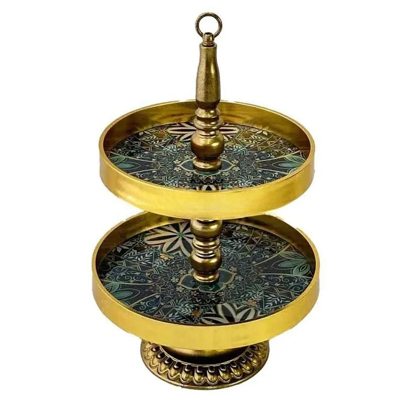 

'Decorative serving tray gold PP candy jar with glass lid