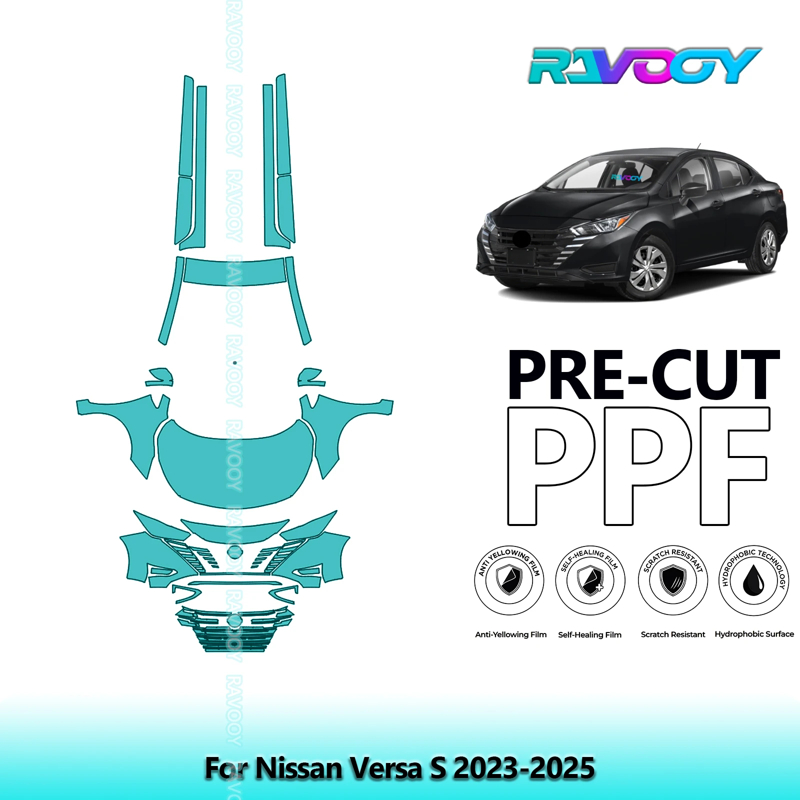 

Front Kit+Rockers Clear Bra Precut PPF Paint Protection Film For Nissan Versa S 2023-2025