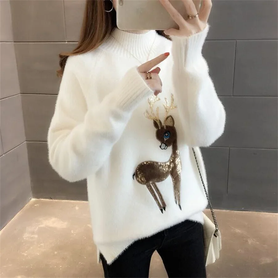 Knitted Turtleneck Women Autumn Winter 2024 New Korean Sweater Female Long Sleeve Jumper Yellow pink Pullover Sweaters Tops