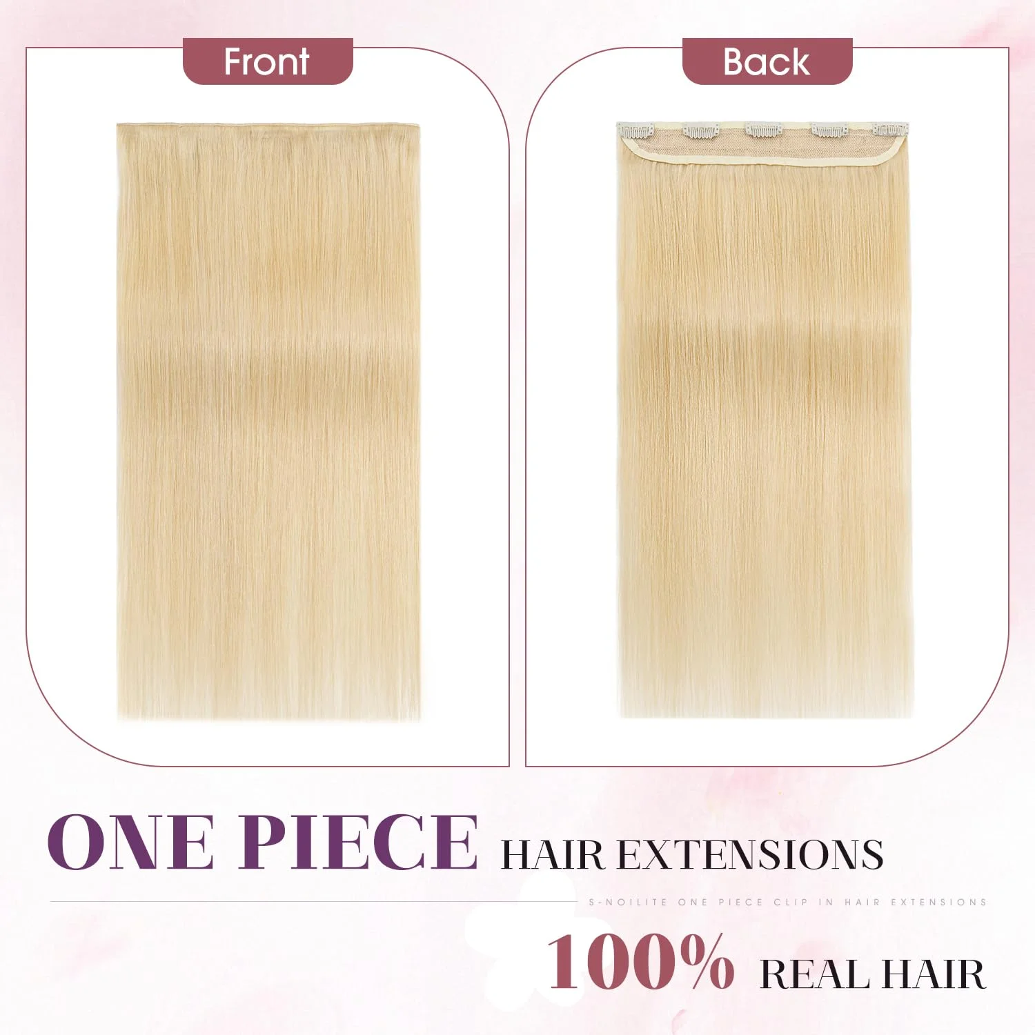 #613 Straight Clip in Hair Extensions One Piece 5Clips 3/4 Full Head Shaped Weft Thicker Hair Blonde Mix Bleach Blonde for Women