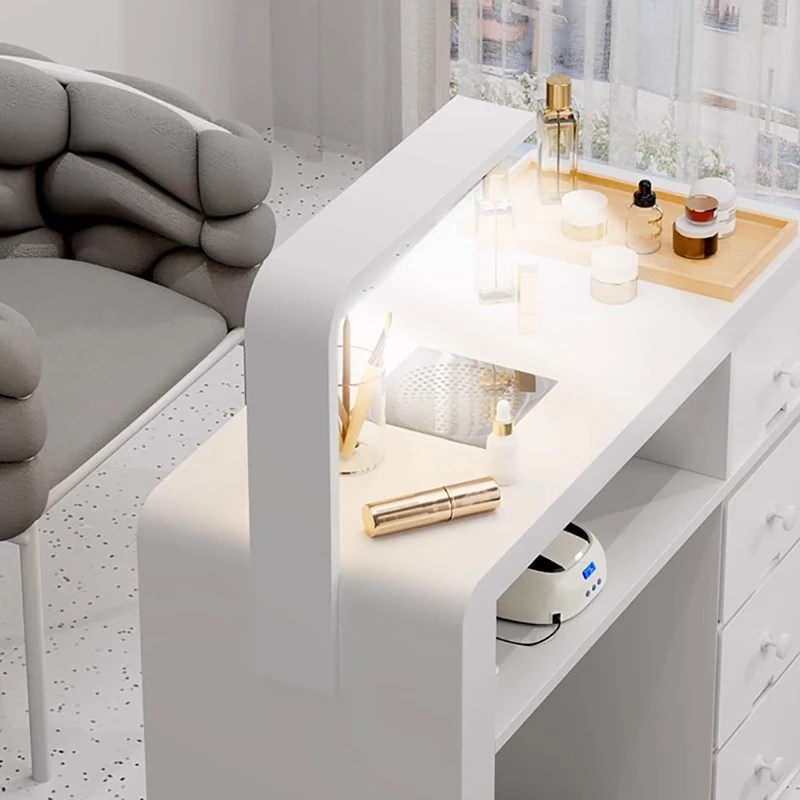 Nail Table Manicure Desk Equipment Dressing Dust Collector Collector Beauty Salon Table Professional Aethetic Furniture Onglerie 3