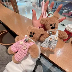 15cm Kawaii Maillard Bear Plush Keychain Bean Bear Backpack Pendant Anti drop chain Cute Car Keyring Girls Women Bag Accessories