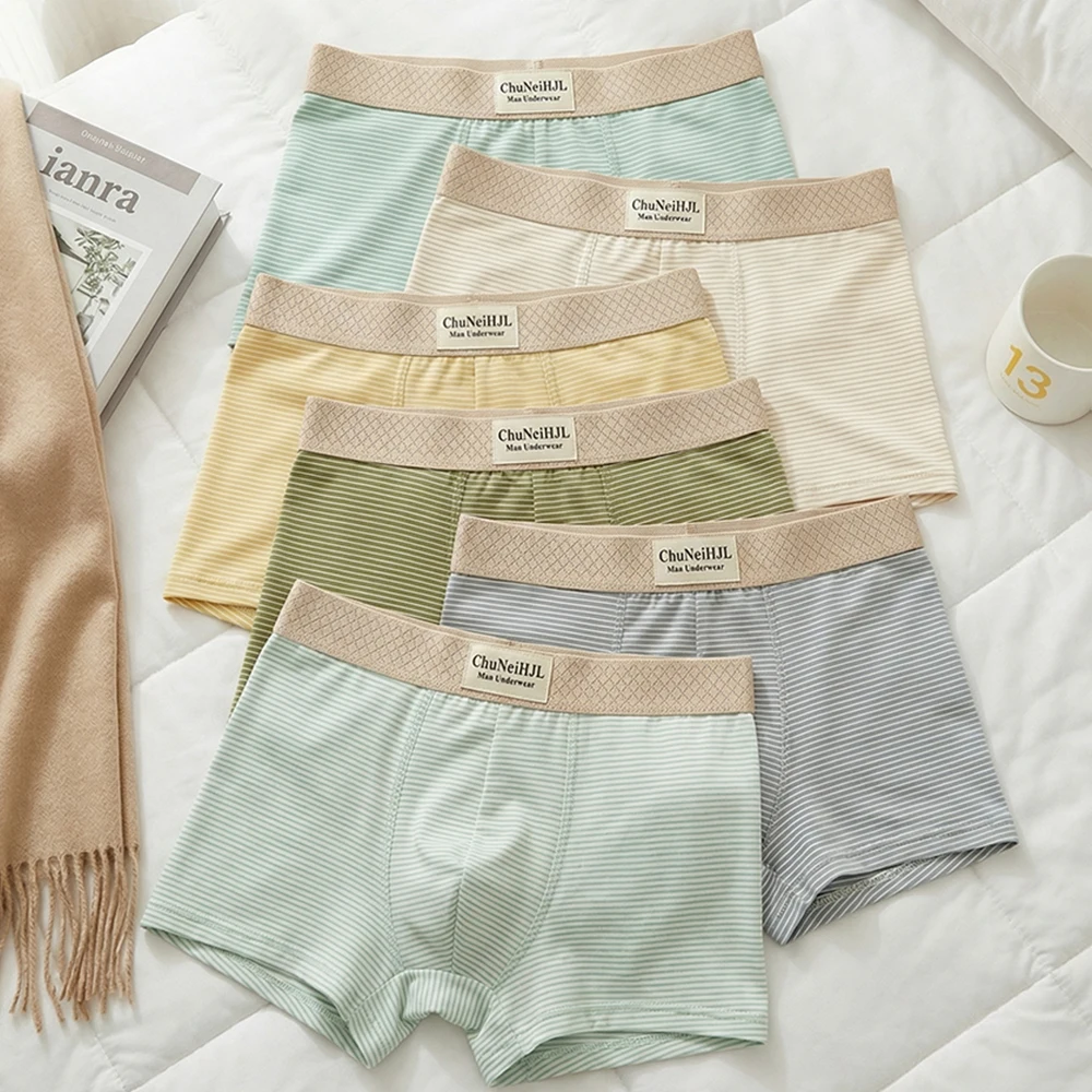 

Набор из 6 шт. летних мужских трусов-боксеров в полоску: новинка, прохладные, сетчатые, комфортные, дышащие, влагоотводящие, высокоэластичные