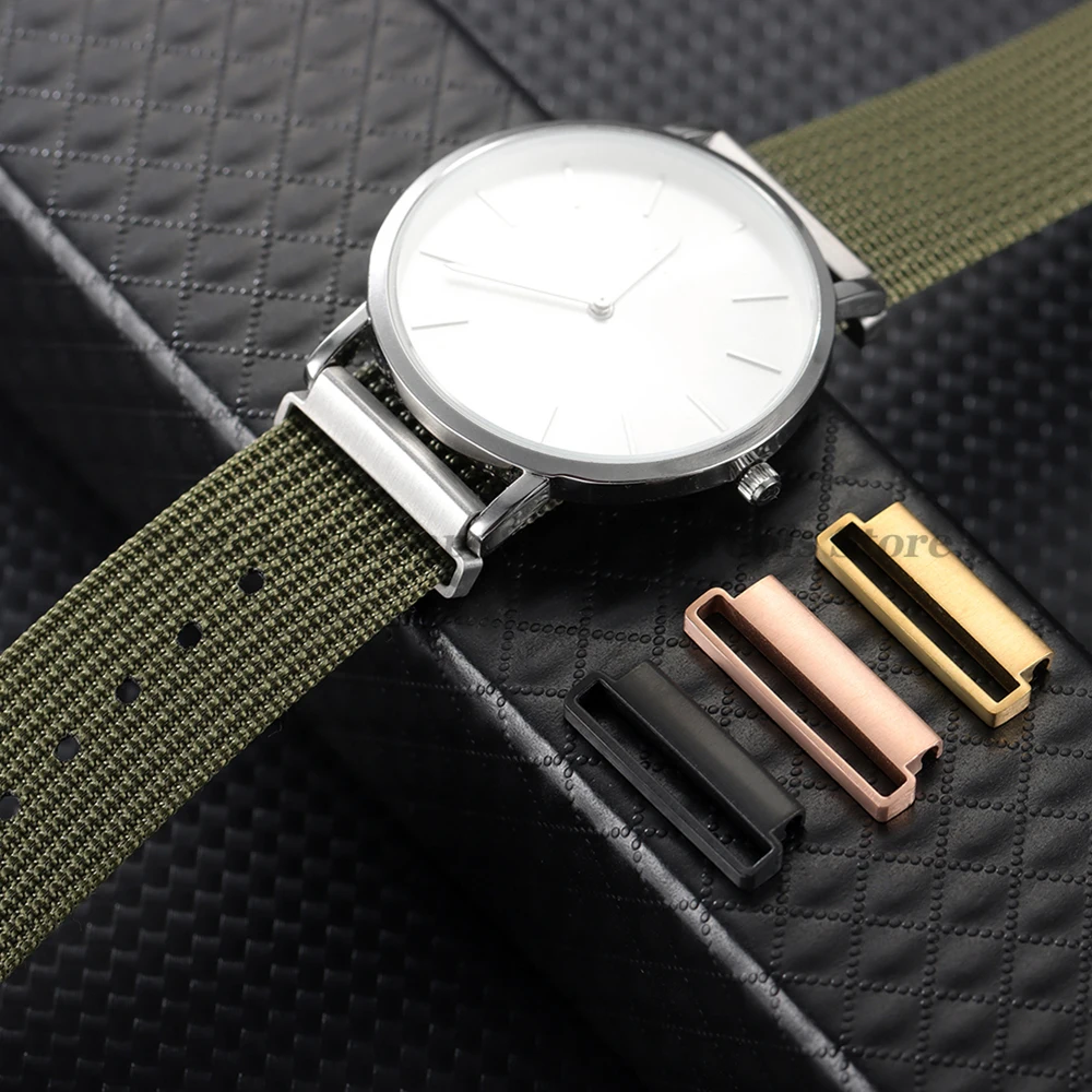 1 Pair Stainless Steel Watch Connector 20mm to 22mm 22mm to 24mm Quick Release Metal Adapter for Nylon Strap Watch Accessories