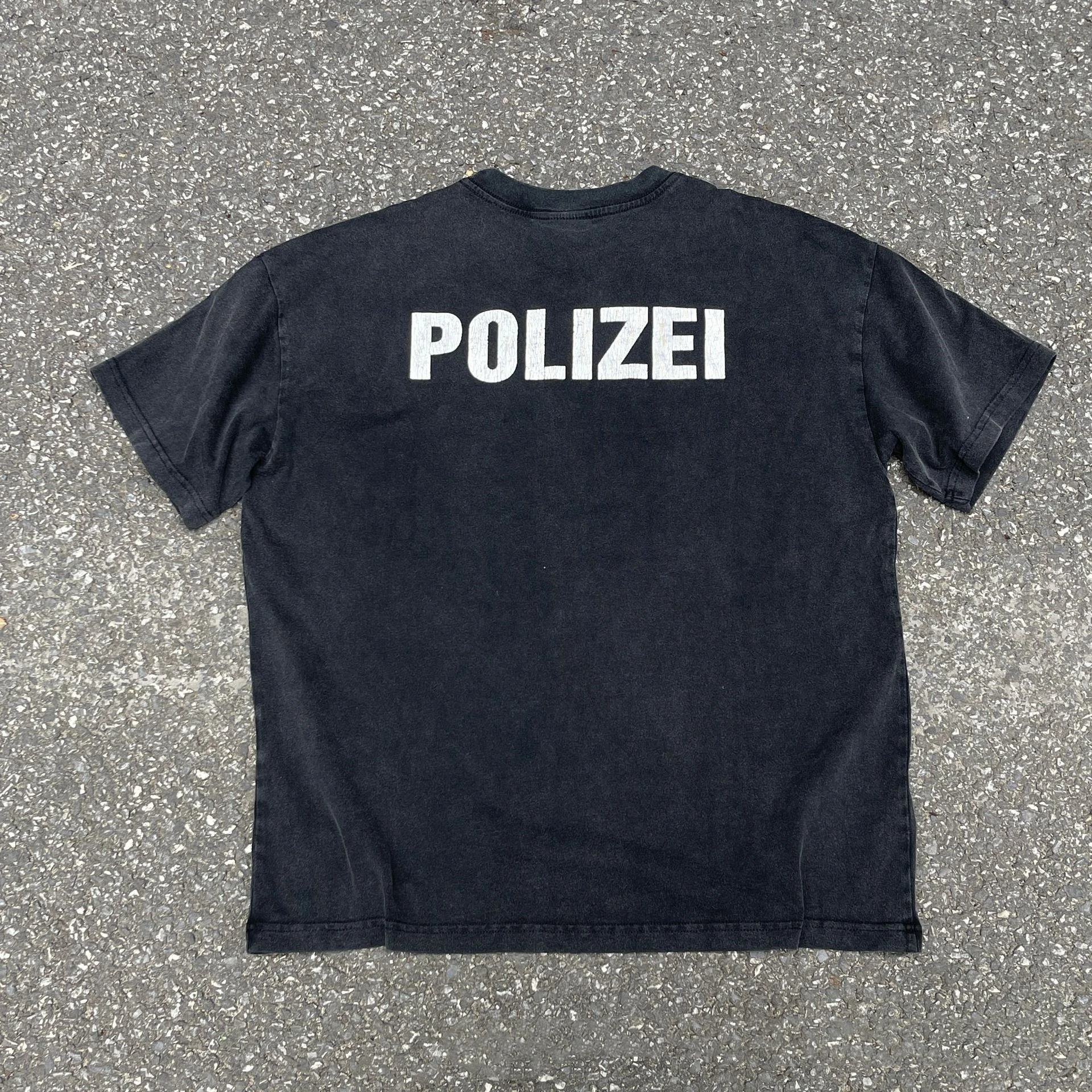 

Новая винтажная футболка POLIZEI Kanye для мужчин и женщин 1:1, высокое качество, черная футболка, топы, футболка