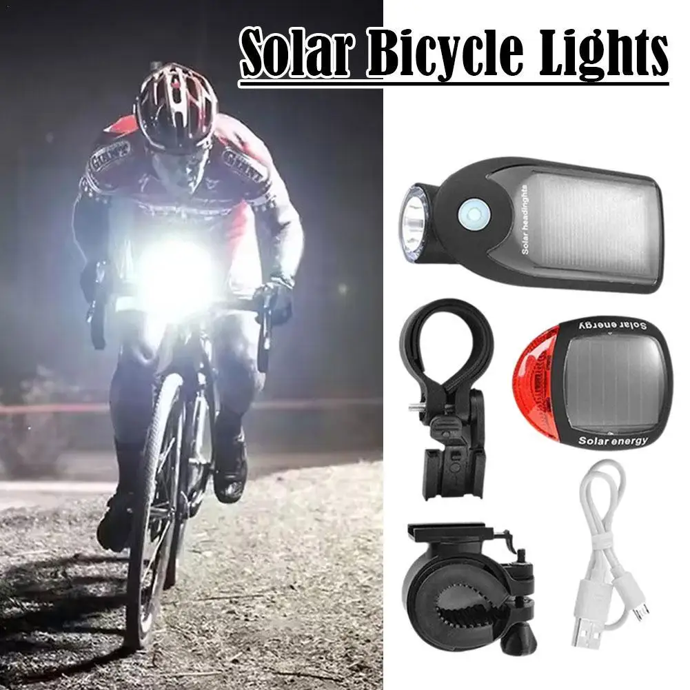 

Bike Front Lights Night Riding Bicycle Taillight Solar Energy Light Outdoor Waterproof Safety Warning Lights Lamp MTB Cycling