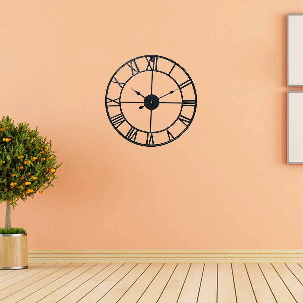 

Roman Numeral Wall Clock 40CM Metal European Hollowed Out Decorative Clock for Bedroom Living Room Vintage H made 3D Oversize