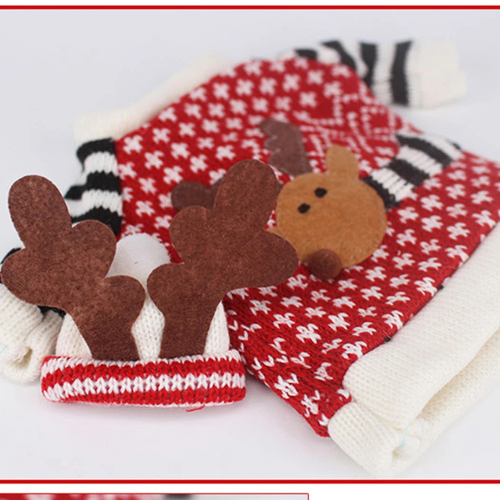 

2pcs Christmas Bottle Cover Decorative Sweater Hat Set for Party Gift Reusable Cloth Material Fits Most Bottles