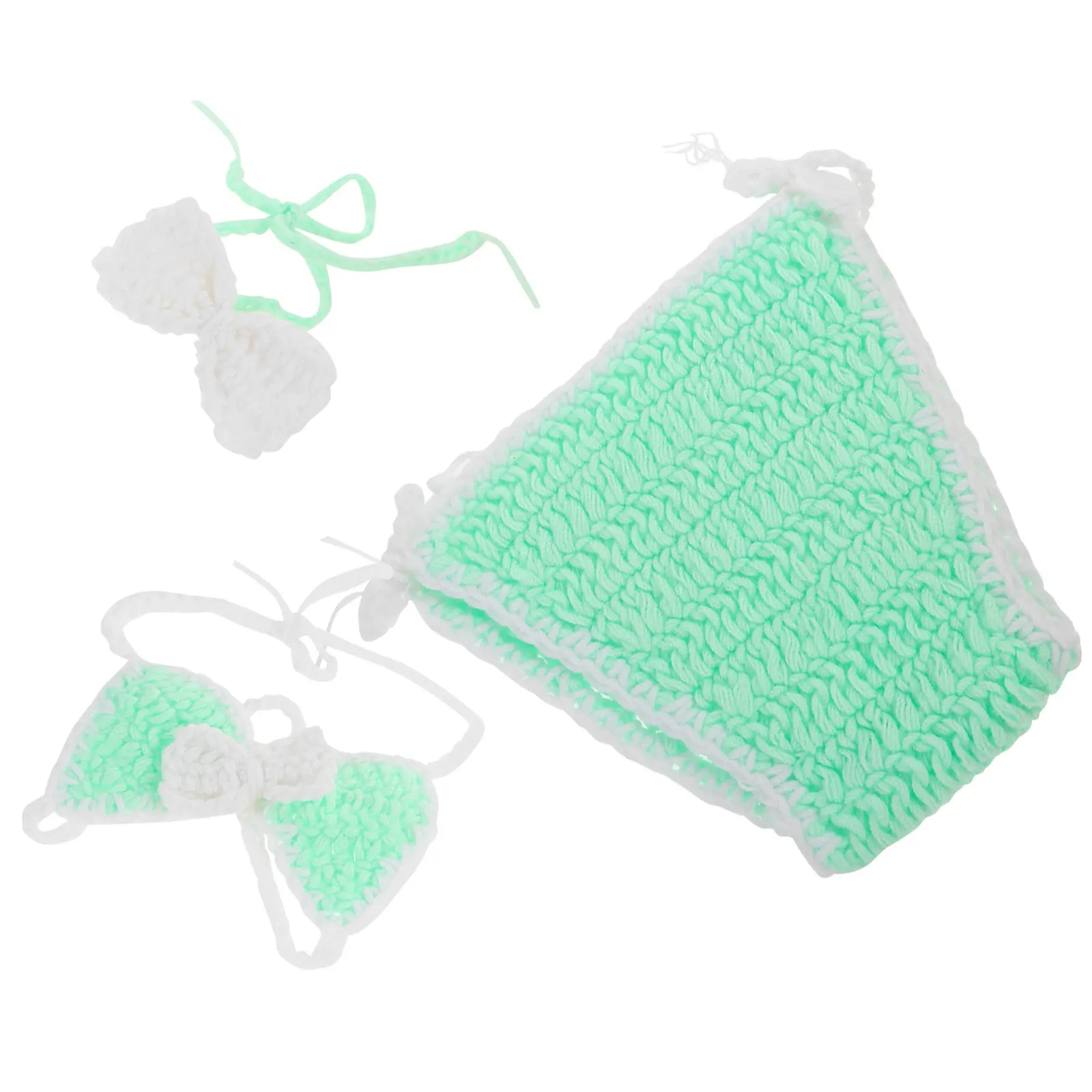 1Set Baby Swimsuit Newborn Crochet Bikini Set Baby Girl Beach Outfit Infant Swimwear Toddler Photoshoot Summer Prop