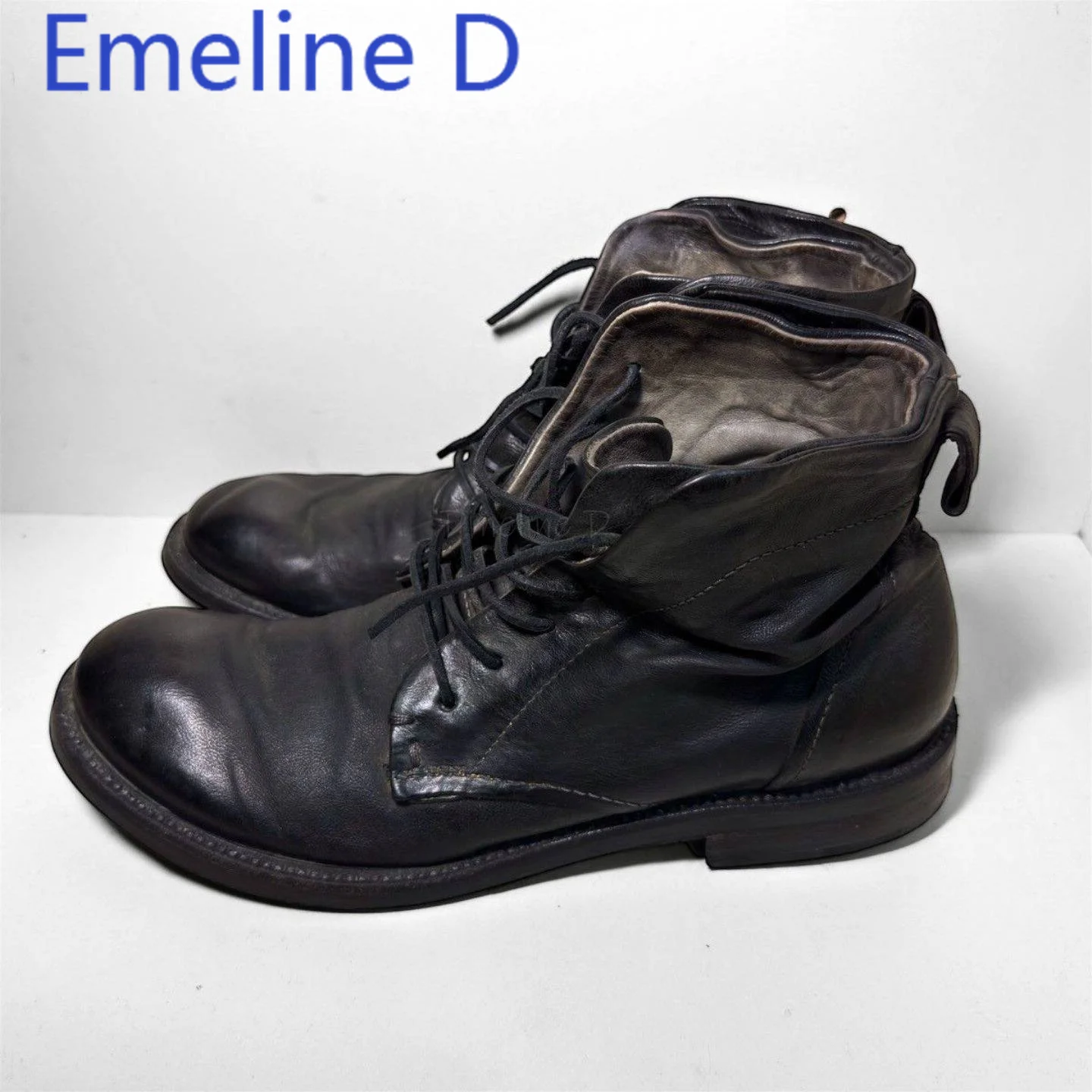 

Короткие кожаные ботинки в стиле ретро для мужчин, минималистичный стиль, черные, с круглым носком, повседневные универсальные ботинки, кожаные мотоциклетные ботинки на шнуровке