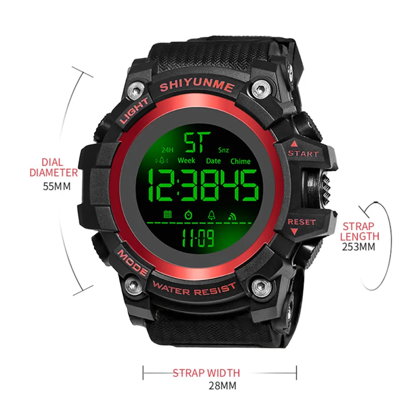 SHIYUNME Top Brand Men Chronograph Sport Watch Fashion Man LED Digital Waterproof Clock Military Electronic Wrist Watches 2006