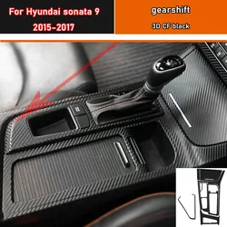 Car Interior Sticker Gear Box Protective Film  For Hyundai sonata 9 2015-2017 Car Gear Panel Sticker Carbon Fiber Black