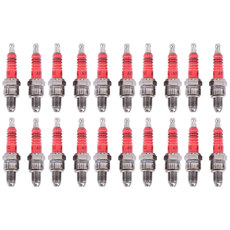 Pack Of 20 Racing 3 Electrode Spark Plug A7tc For 50Cc 110Cc 125Cc 150Cc Atv Scooter Dirt Bike Go Kart