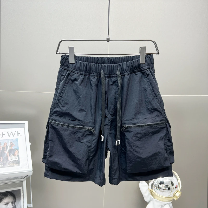 Men Cargo Shorts Fashion Baggy Quick Drying Shorts Men Solid Color Streetwear Short Pants Casual Loose Pocket Youth Summer 2023