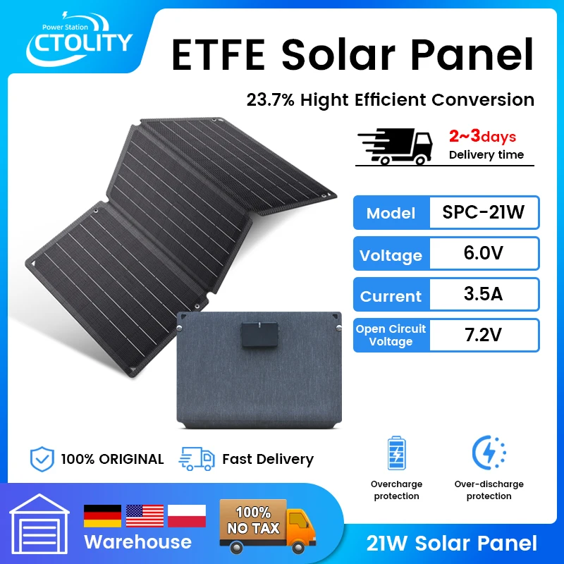 Ctolity Solar Panel 5V 21W Built-in 10000mAh Battery Portable Solar Charger Waterproof Solar Battery for Mobile Phone Outdoor