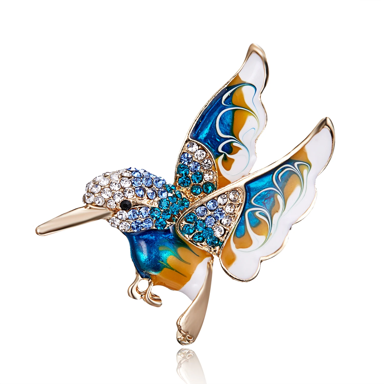Rinhoo Voll Strass Flying Vögel Brosche für Frauen Lebendige Vogel Schlenker Runde Perlen Tier Revers Pins Hummingbird Abzeichen Corsage – Detail 34