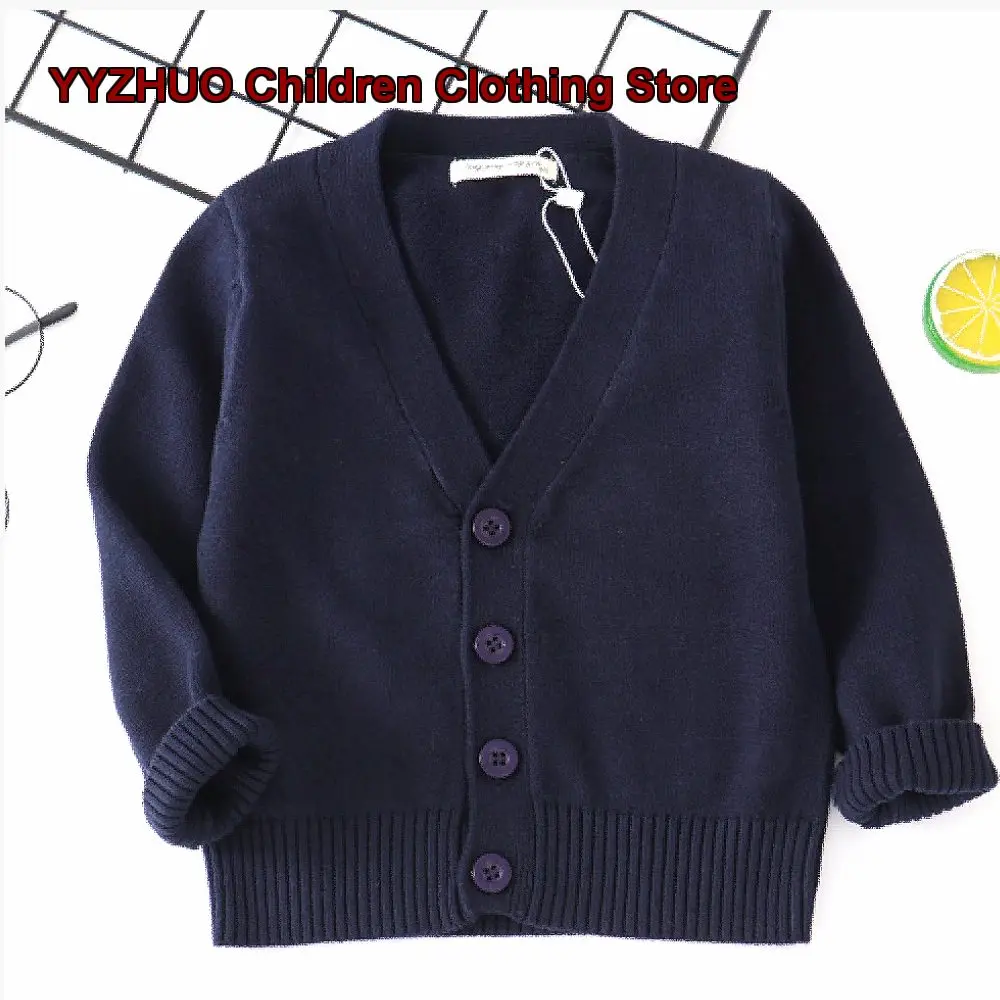 Children Cardigan Toddler Pure Cotton Solid Color White Button Front School Wear Kindergarten Cool Air