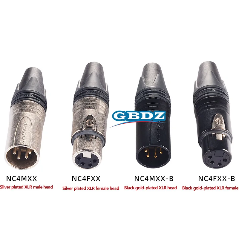 NEUTRIK NC4MXX  4-Core Balanced XLR Male Welding Microphone Audio Cable Connector With Color Ring And Tail Sleeve
