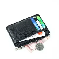 Women Slim Wallet Purse PU Leather Men Card Holder Unisex Zipper Business Card Case Credit Mini Bank Cards Holder Gift Wallet