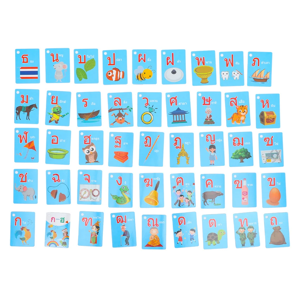 

45 Pcs Learning Thai Language Kids Activities Flash Cards for Flashcards Preschool Educational