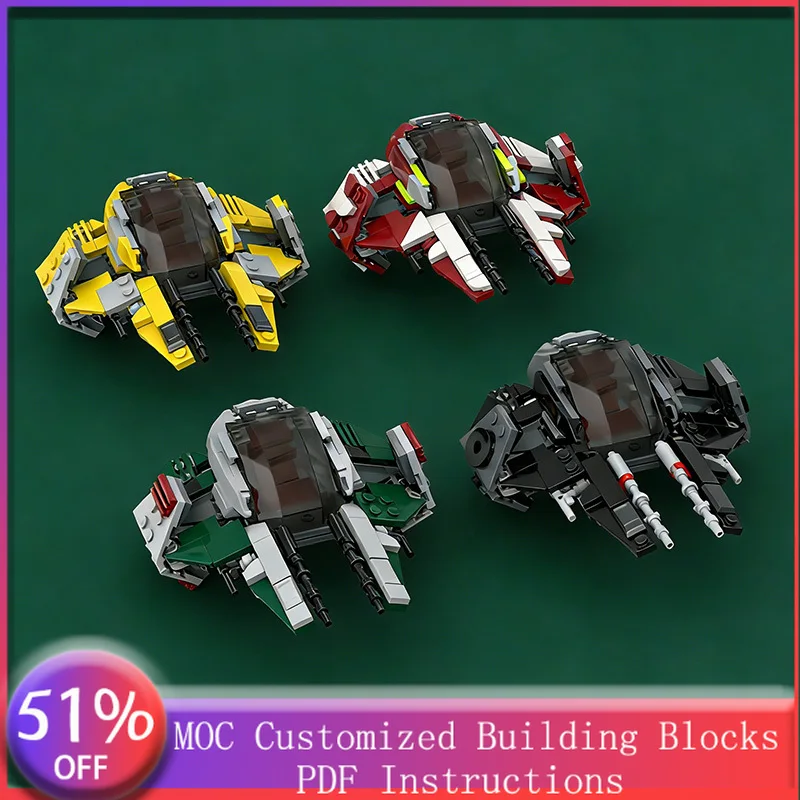 

Конструктор «Космическая война»: Модель ETA 2 Interceptor Variants 2xCW MOC, 703 детали, модульная сборка, технология DIY, праздничный подарок