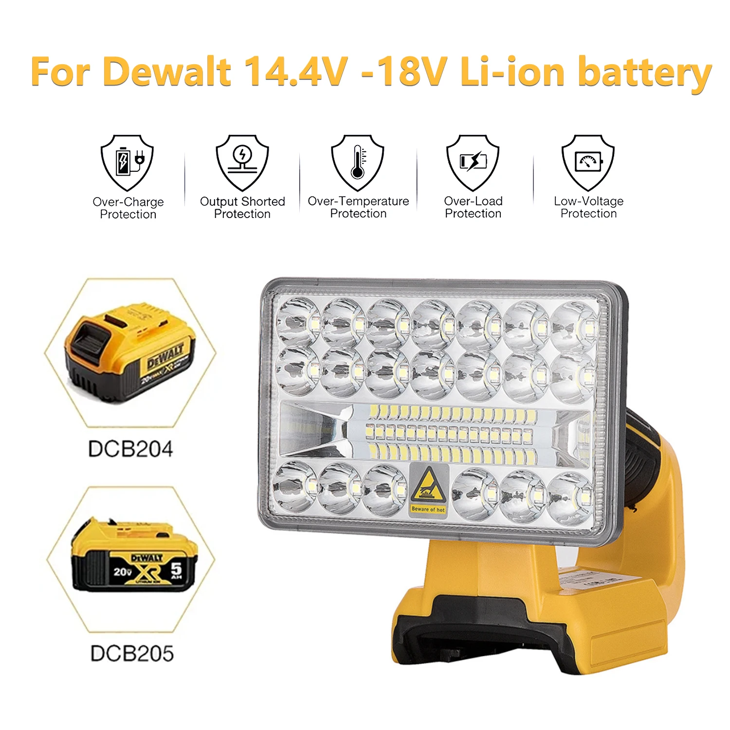 For Dewalt 18V Cordless LED Work Light Li-ion Battery Portable Lantern Flashlight Spotlight Lamp USB Outdoor Emergency Lighting