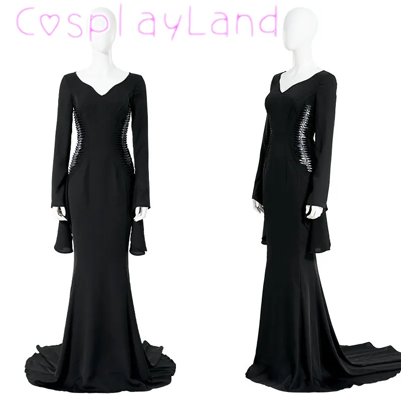 

Addams Morticia Cosplay Dresses Wednesday Mother Costume Black Bodycorn Long Evening Dress Outfit Halloween Carnival Suit