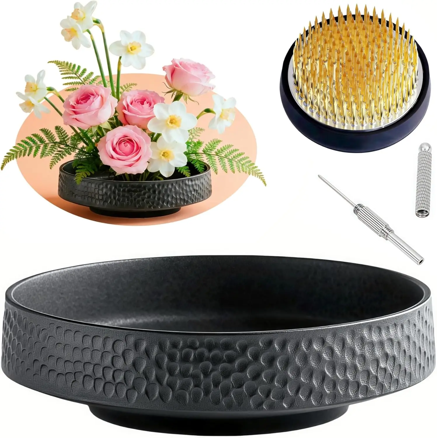 

Японский набор для икебаны: ваза с подставкой для цветов и инструментом-иглой – цветочная чаша 2,4 дюйма для флористики