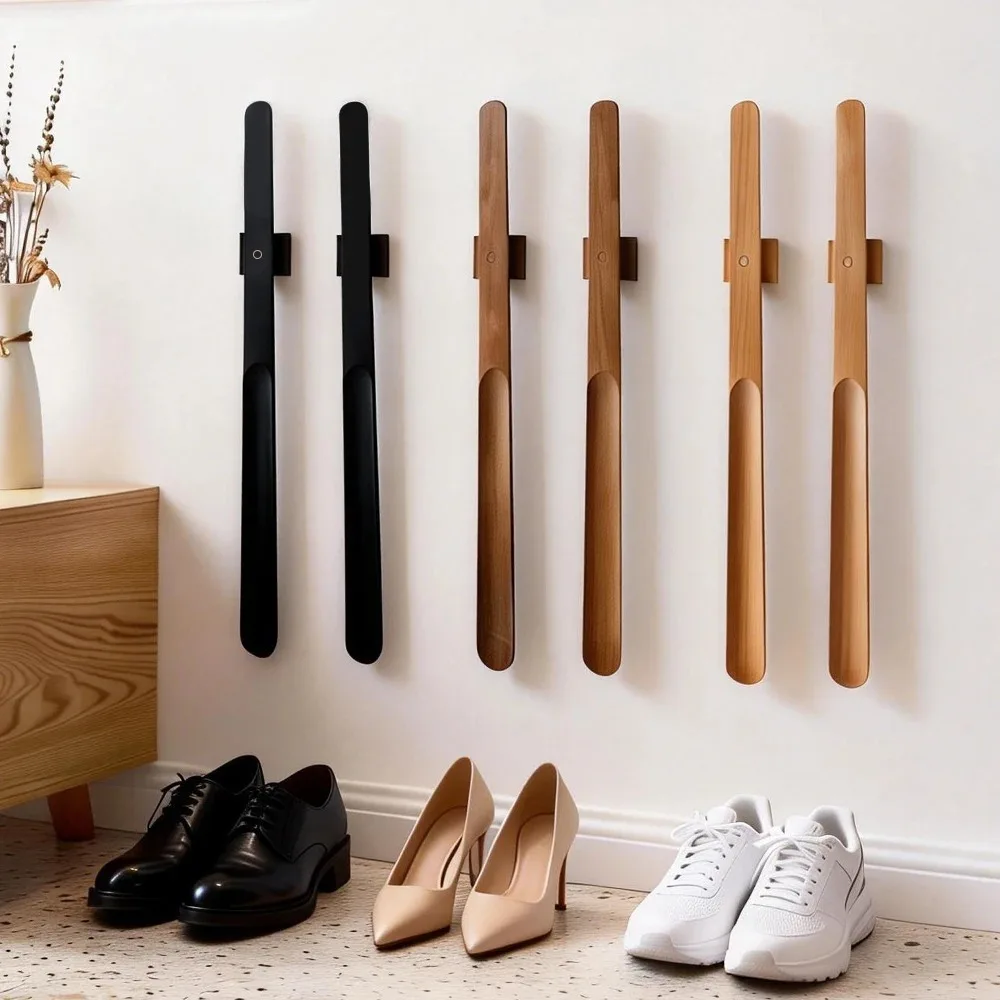 Wood Magnetic Attraction Shoe Horn Long Handle Design No Need To Bend Down Shoe Horn for Elderly Pregnant Home Use Shoe Horn 1PC