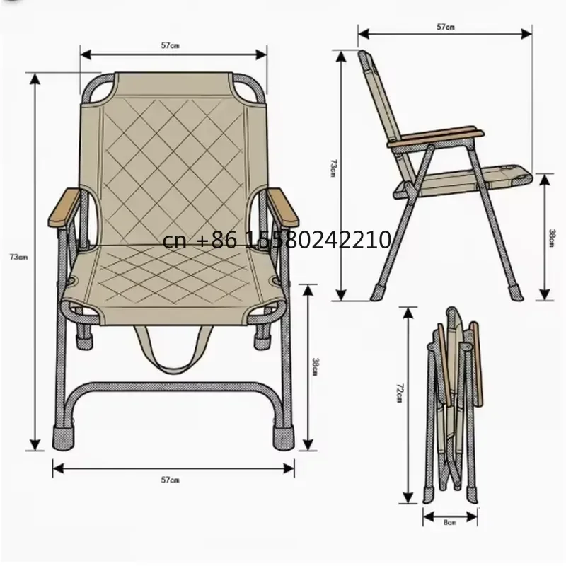 2026 hot Solid Wood Lightweight Quilted Backrest Folding Camping Chair with Carry Bag for Outdoor Hiking Travel