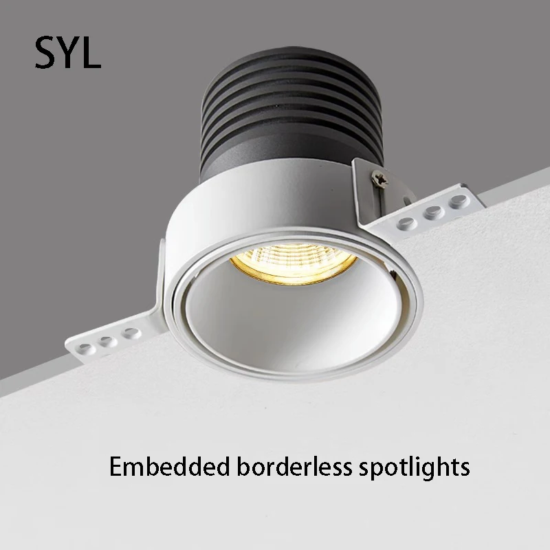 SYL-Foco LED sin bordes COB empotrado, lámpara de techo de 7W y 12W, Foco de aluminio 85-285V para Hotel, sala de estar, hogar, interior