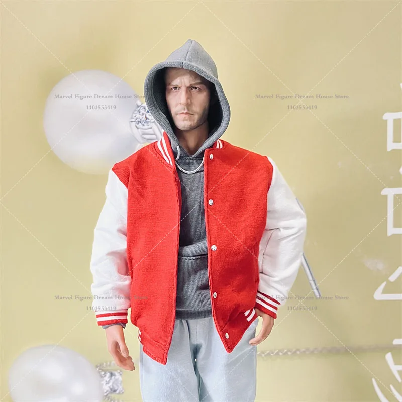 DG085 1/6 Scale Color-Blocking Stripes Baseball Sportswear Style Cardigan Jacket Male Clothes For 12-inch Action Figure Soldier
