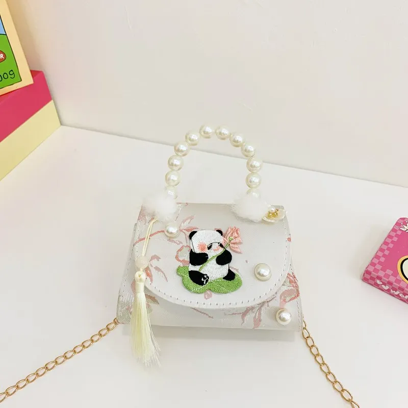 لطيف فراشة زهرة الفتيات حقائب كروسبودي الكرتون التطريز الباندا الاطفال حقيبة كتف شرابة الأطفال اللؤلؤ حقائب اليد محفظة نسائية للعملات المعدنية #5