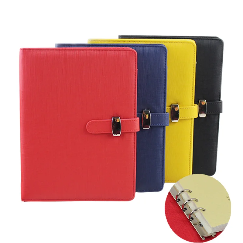 New A6 A7 6 Ring Binder PU Clip-on Notebook Leather Loose Leaf Notebook Cover Agenda Planner Organizer School Office Stationery