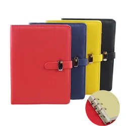 New A6 A7 6 Ring Binder PU Clip-on Notebook Leather Loose Leaf Notebook Cover Agenda Planner Organizer School Office Stationery