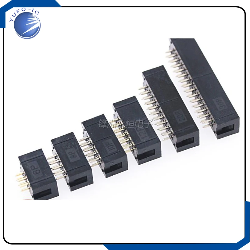 IDC Box Header DC3 Double-Row 8/10/14/16/20/26/40P JTAG Socket Connector Black 2.0mm Pitch 100% New 10pcs/lot DC3-8P/10P/14P/16