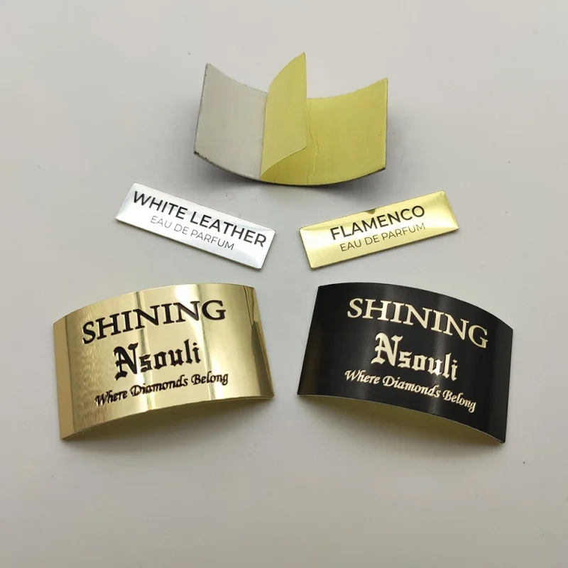 10 0.Zhang.Custom.Pegatina de transferencia de Metal de empresa personalizada, Perfume o portátil con logotipo grabado, paquete de Metal 3D de aluminio