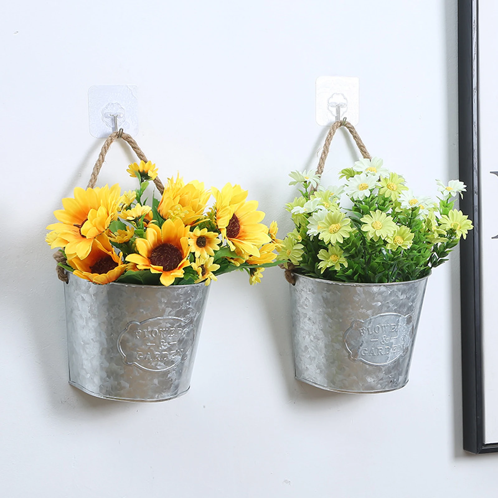 Hanging Pots Metal Wall Planter Retro Silver Iron Semicircle Shape Wall-mounted For Balcony Railing Fence Flowerpot