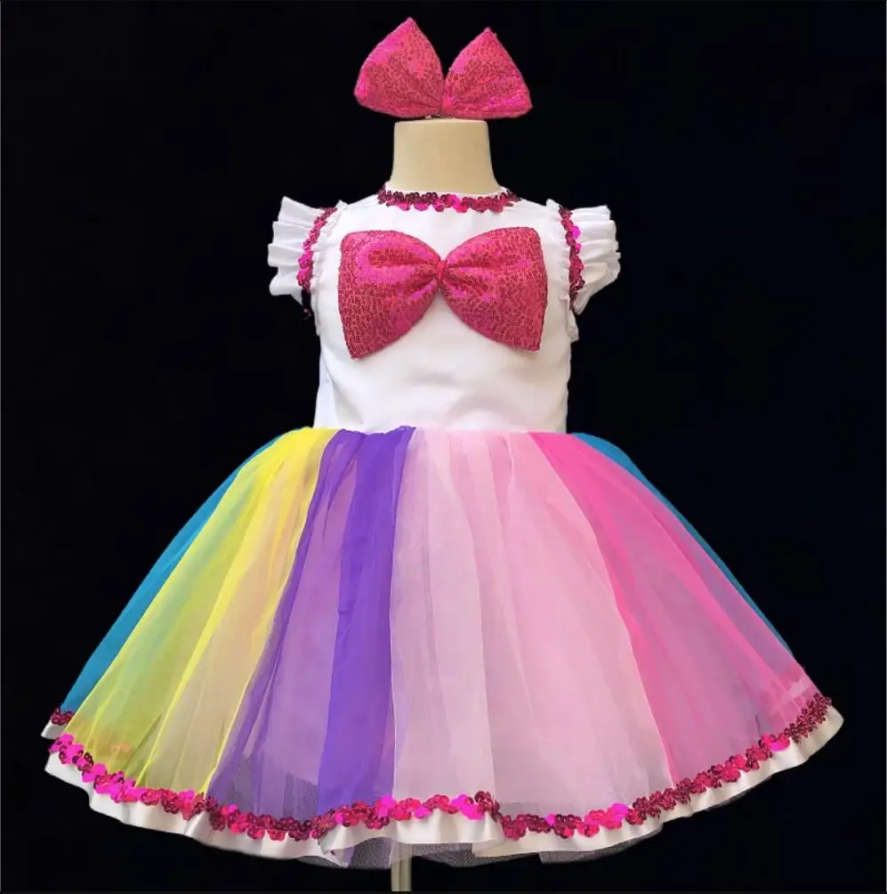 Moderne Dansjurk Voor Meisje Jongen Regenboogkleur Dansfeest Jurk Meisje Kleding Voor Meisjes Podiumkleding Avondjurken Danskleding