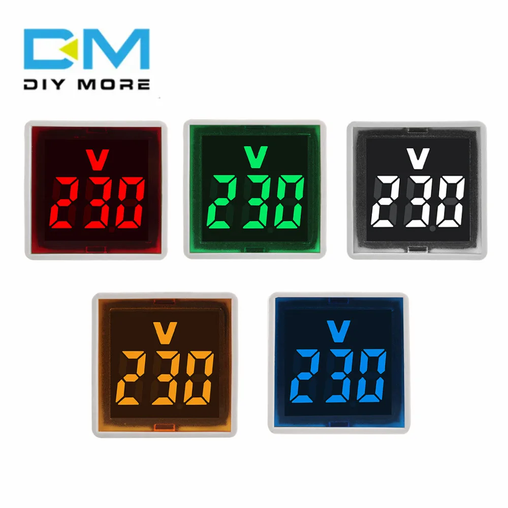 AC 220V 30mm Round Square Euro Plug LED Digital AC Voltmeter Indicator Measuring Range 50-500V Test Meter Amp Detector