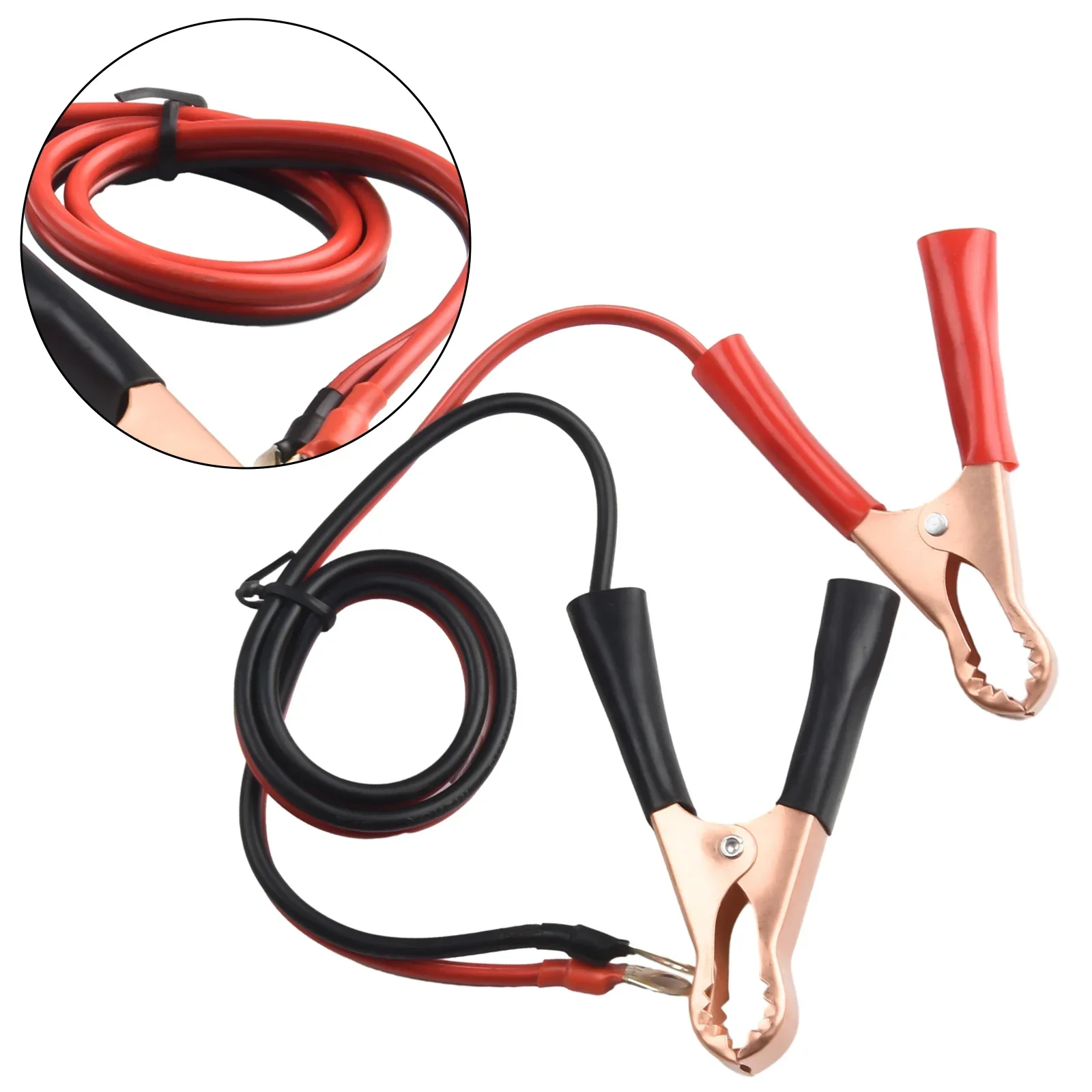 2Pcs Car 50AMP Battery Inverter Wire Power Transfer Cable Clip 6.3mm Ring Terminal Anti-Leakage Battery Clamps