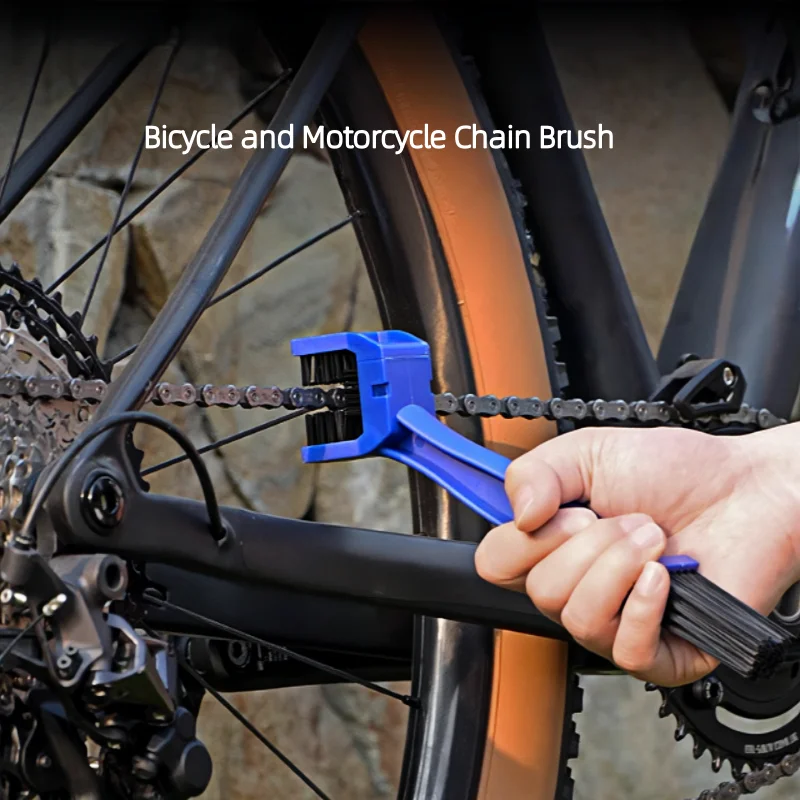 AliExpress Professional Motorcycle Bike Chain Cleaner Kit - Heavy Duty 3-Sided Brush Scrubber Tool, Universal Bicycle Cleaning & Maintenan