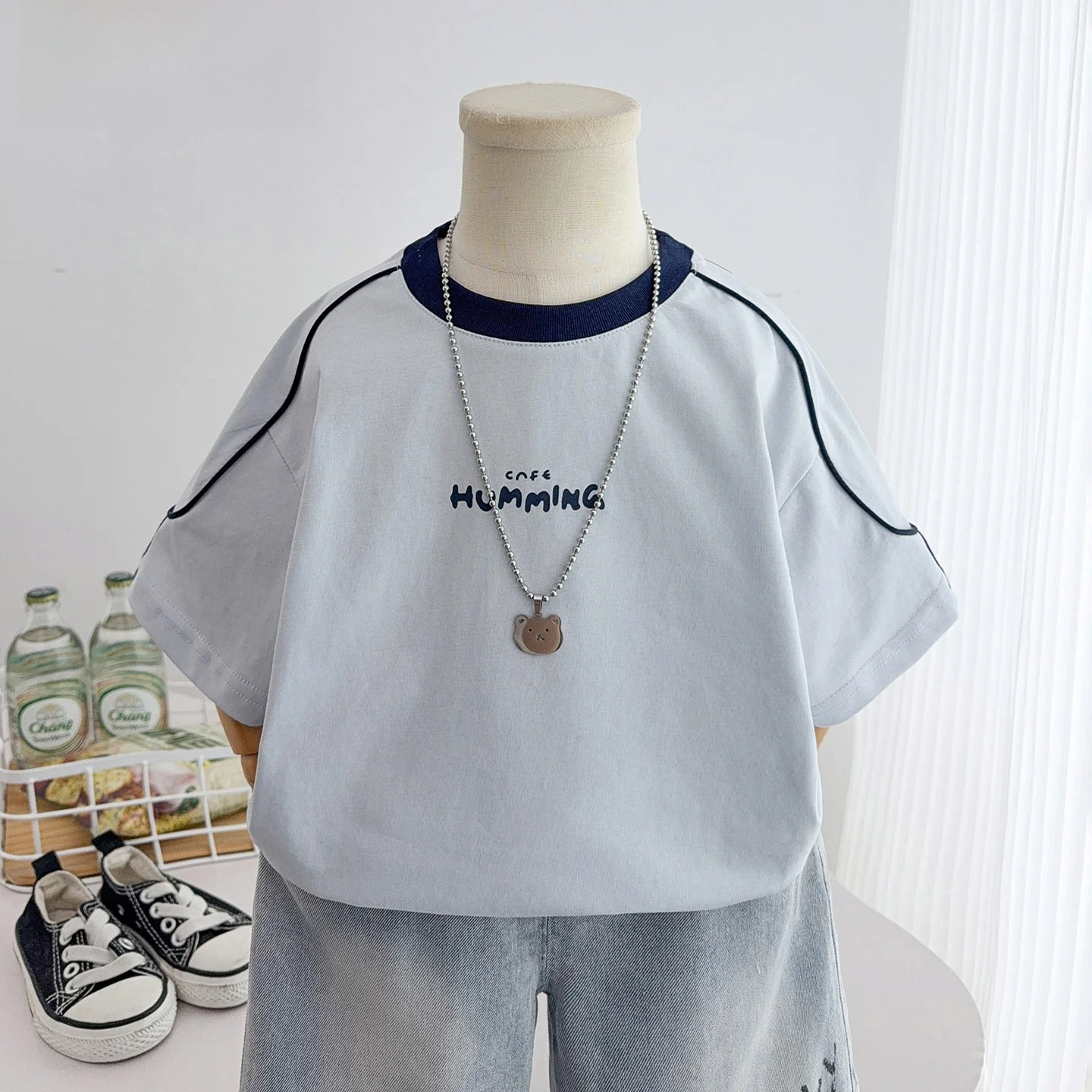 男の子用夏用薄手半袖tシャツ-綿00-半袖-クールカジュアル-ルーズフィット-丸首-ベビー服-夏服