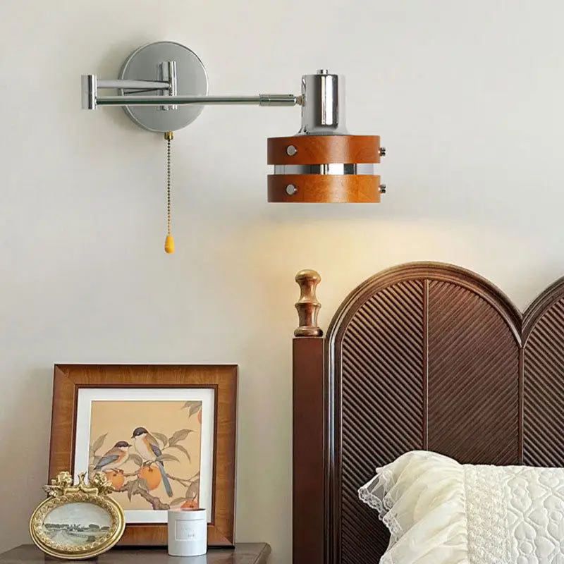 

Modern Retro Solid Wood Wabi Sabi Style Wall Lamp For Bedroom Headboard Guest Room Light Indoor Lighting Lusters Luminaires