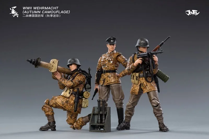 JOYTOY 1/18 3.75 Action Figure (3 PÇS/SET) Segunda Guerra Mundial Alemanha Wehrmacht Outono Camuflagem Anime Coleção Modelo Militar