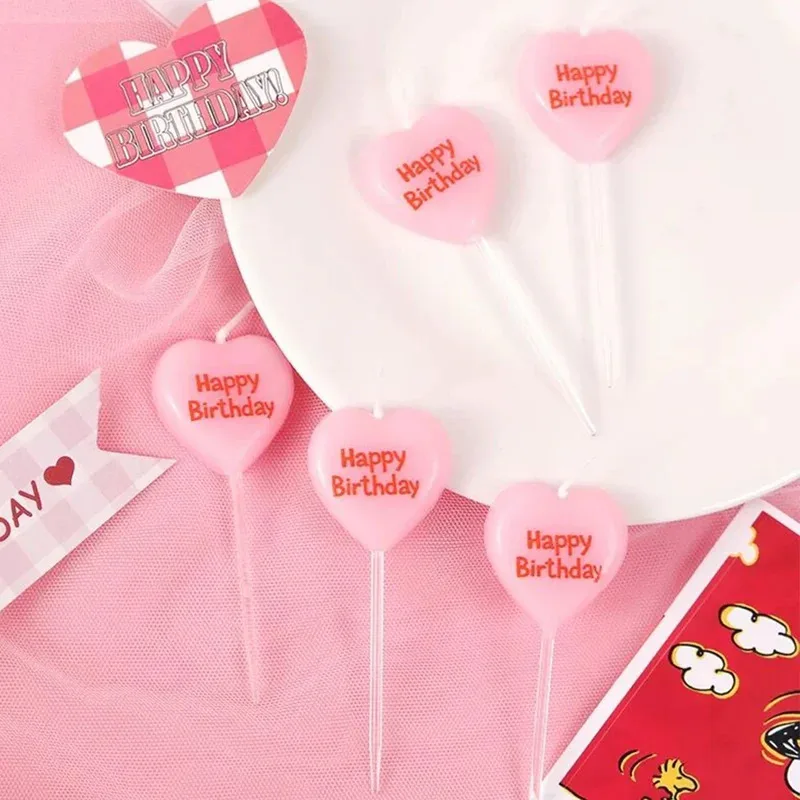 5 шт. милые свечи на день рождения в форме сердца-топперы для тортов для вечеринки, принадлежности для украшения свадебного торта