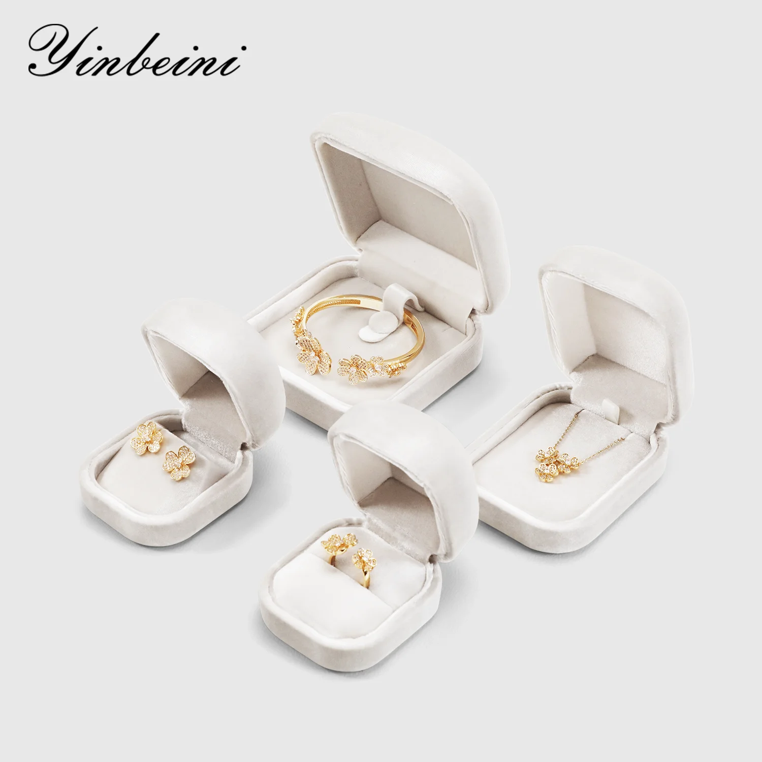 

Коробка для свадебных колец Yinbeini, бархатный органайзер для ювелирных украшений, коробка для хранения браслетов, ожерелий, серег, подвесок H038