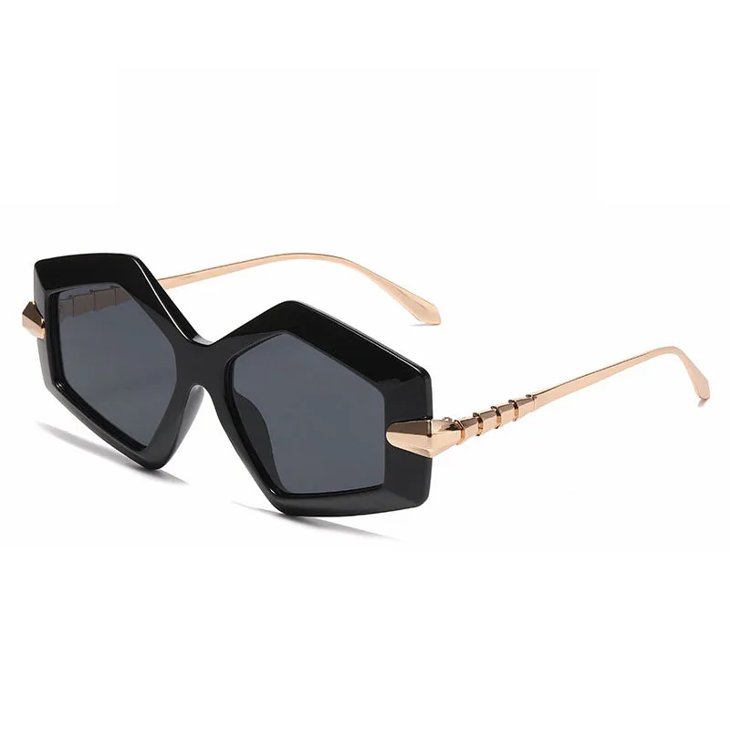 

OptiLyra Brand New Oversized Trendy Irregular Shaped Sunglasses With Alloy Irregular Temple Arms Popular Punk Style Goggles