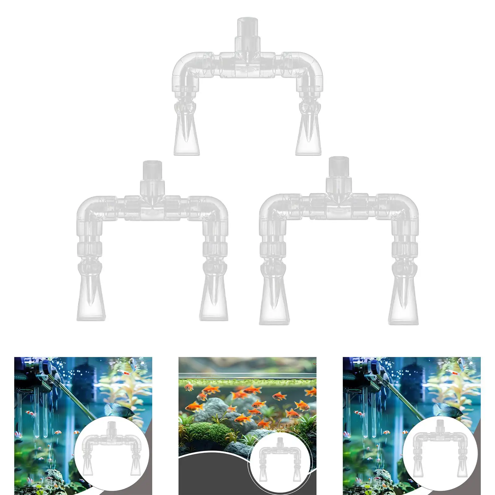 Aquarium Plumbing Kit Dual Outlets Transparent Output Nozzles Improving Water