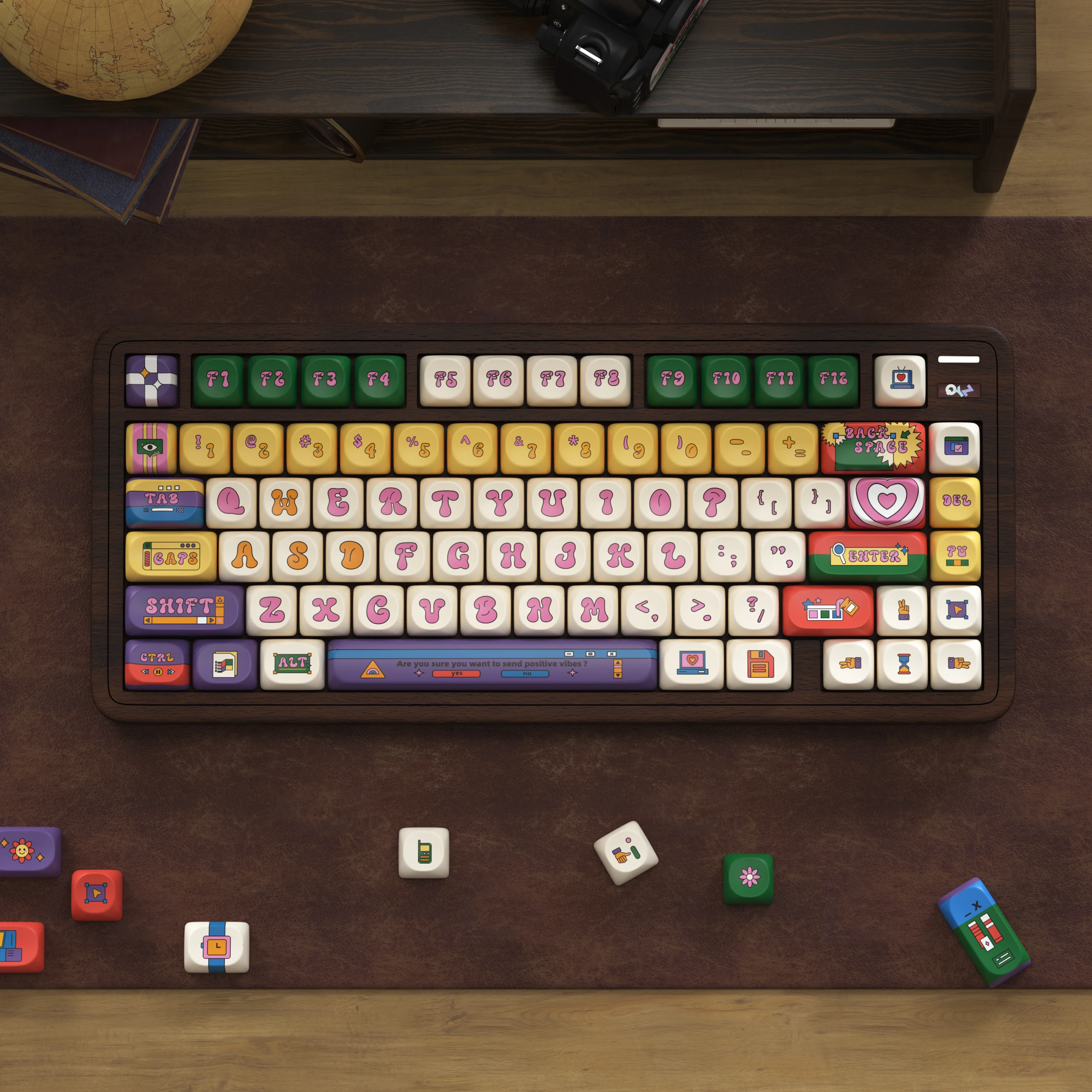 Imagem -04 - Estilo Retro Americano Pbt Chaves para Teclado Mecânico mx Keycaps Soa Perfil